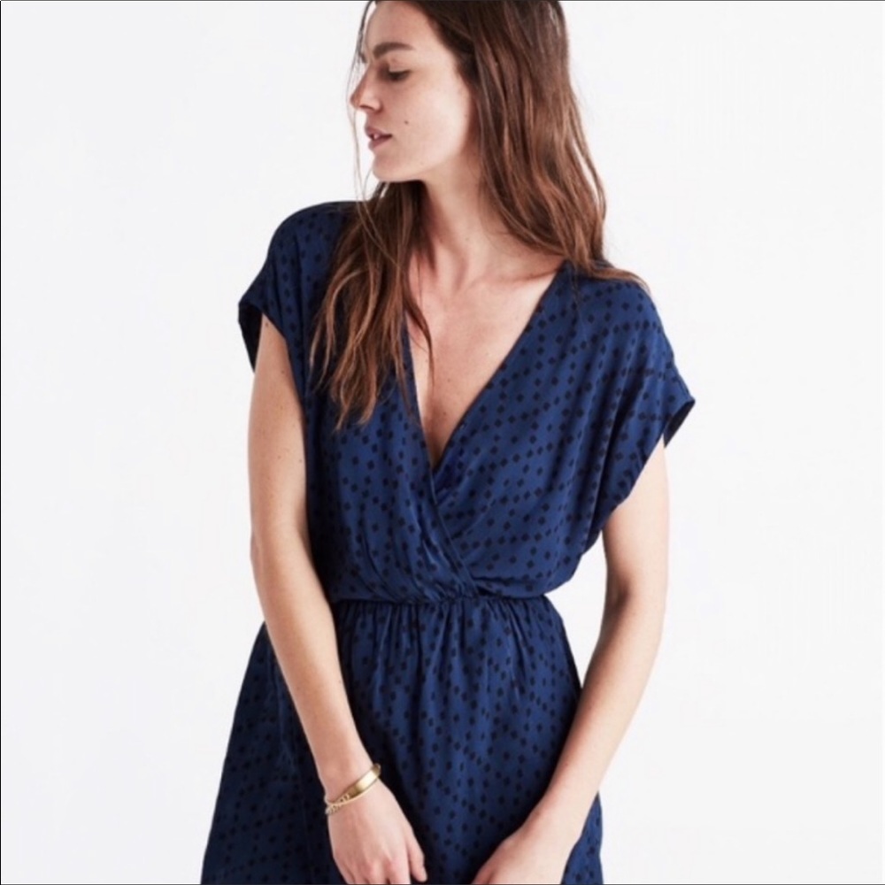 Madewell Wrap Front Dress in Brushstroke Diamond